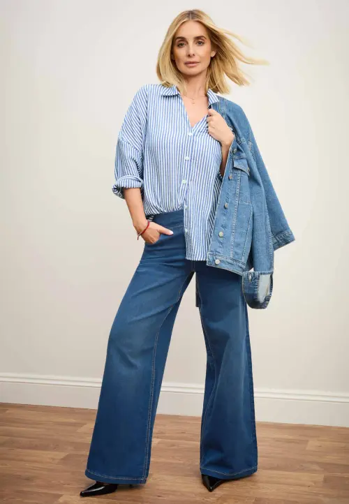 louise redknapp in striped shirt and wide jeans march 2026 1.webp
