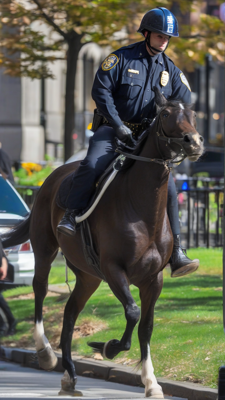Mounted NYPD officer and horse corner suspected purse snatcher in Manhattan