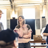 Rosamund Pike (c), Cormac McAlinden &amp; Jamie Glover in Inter Alia Rehearsal Room Photos (Credit Justi