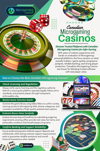 This flexibility allows players in Canadian Microgaming Casinos to switch between devices without losing functionality or progress.

Address: 2147 Westbrook Crescent, Toronto, ON M4H 2L8, Canada.

Read Our Blogs:

https://mnfsto.yooco.org
https://mnfstoca.wordpress.com
https://mnfsto.weebly.com

More Links:

https://issuu.com/mnfsto
https://patreon.com/mnfsto
https://www.mixcloud.com/mnfstoca/