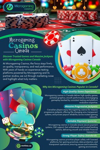 One of the most underrated strengths of Microgaming Casinos Canada is consistency across different platforms using the same provider.

Address: 2147 Westbrook Crescent, Toronto, ON M4H 2L8, Canada.

Read Our Blogs:

https://mnfsto.yooco.org
https://mnfstoca.wordpress.com
https://mnfsto.weebly.com

More Links:

https://issuu.com/mnfsto
https://patreon.com/mnfsto
https://www.mixcloud.com/mnfstoca/