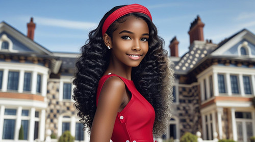 Take this image and make her a young rish lady in front of a big house without the headband.jpg