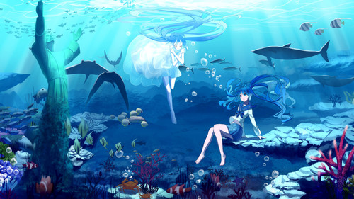 Hatsune Miku blue hair anime girls underwater sea fish 3840x2160.jpg