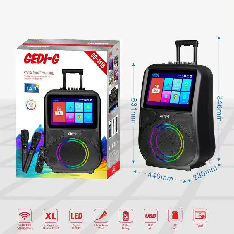 Haut-parleur Trolley Intelligent 8 Pouces WIFI & Bluetooth avec Écran Tactile + 2 Micros Karaoké