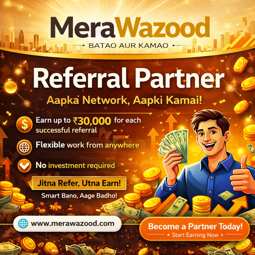 Become a referral partner and transform your contacts into a powerful income source. Share valuable opportunities, help others, and earn commissions with ease. It’s a simple and effective way to grow your earnings without stress. Start today and build a reliable income stream while working on your own time and terms.

Visit here - https://www.merawazood.com/referral-partner