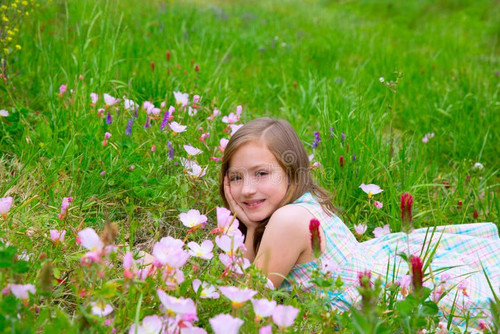 children cute girl spring meadow poppy flowers beautiful 31369845.jpg