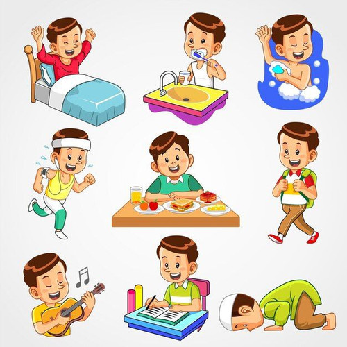 Boy's daily activities Premium Vector.jpg