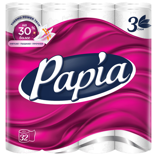 4604857000624 230350 БУМАГА ТУАЛЕТНАЯ PAPIA 3 СЛОЙНАЯ 32ШТ ГР УП.png
