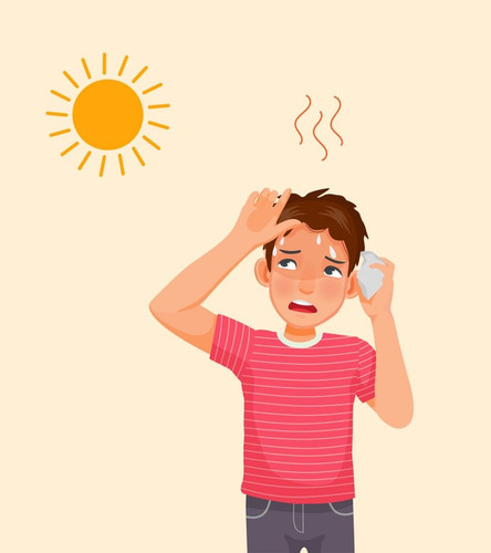handsome young man suffering from heat wave stoke in very hot weather temperature because of global .jpg
