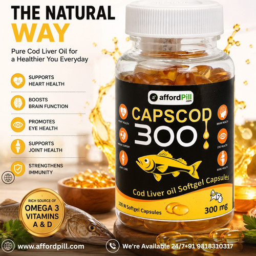 Maintaining good health requires proper nutrition and essential fatty acids that support the body’s daily functions. Capscod 300 Soft Gelatin Capsules by AffordPill are becoming a trusted choice recommended by many healthcare professionals for supporting overall wellness and nutritional health.

These capsules are formulated to provide important nutrients that may help support heart health, brain function, immunity, and bone strength. Modern lifestyles, unhealthy food habits, and nutritional deficiencies can often affect overall health, making daily nutritional support important for many individuals.

Doctors often recommend AffordPill Capscod 300 Soft Gelatin Capsules because they may help:

Support heart and cardiovascular health
Improve overall immunity
Support brain and nerve function
Help maintain healthy bones and joints
Improve daily wellness and vitality

The soft gelatin form makes the capsules easy to consume and supports better absorption in the body. Regular use, along with a balanced diet and healthy lifestyle, may help improve overall nutritional balance and wellness.

AffordPill focuses on providing quality healthcare products that are both effective and affordable, making trusted wellness support accessible for everyone.



Order Now:-https://www.affordpill.com/products/capscod-300-soft-gelatin-capsule
E-mail :-info@affordpill.com
Address :-  D-67, Sector-6, Noida, Uttar Pradesh - 201301
Content No:- +91 9355791335, 9818310317