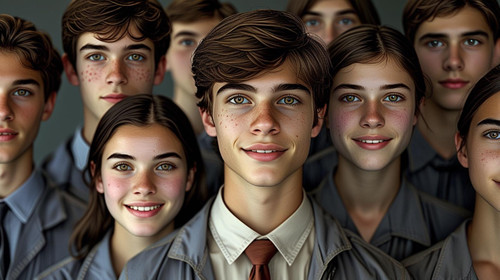 surround him around his friends excited for the first day of highschool in uniform. Freshman.jpg