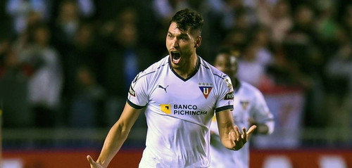81458496 Ecuadors Liga de Quito Nicolas Freire celebrates his goal against Uruguays Penarol du.jpg