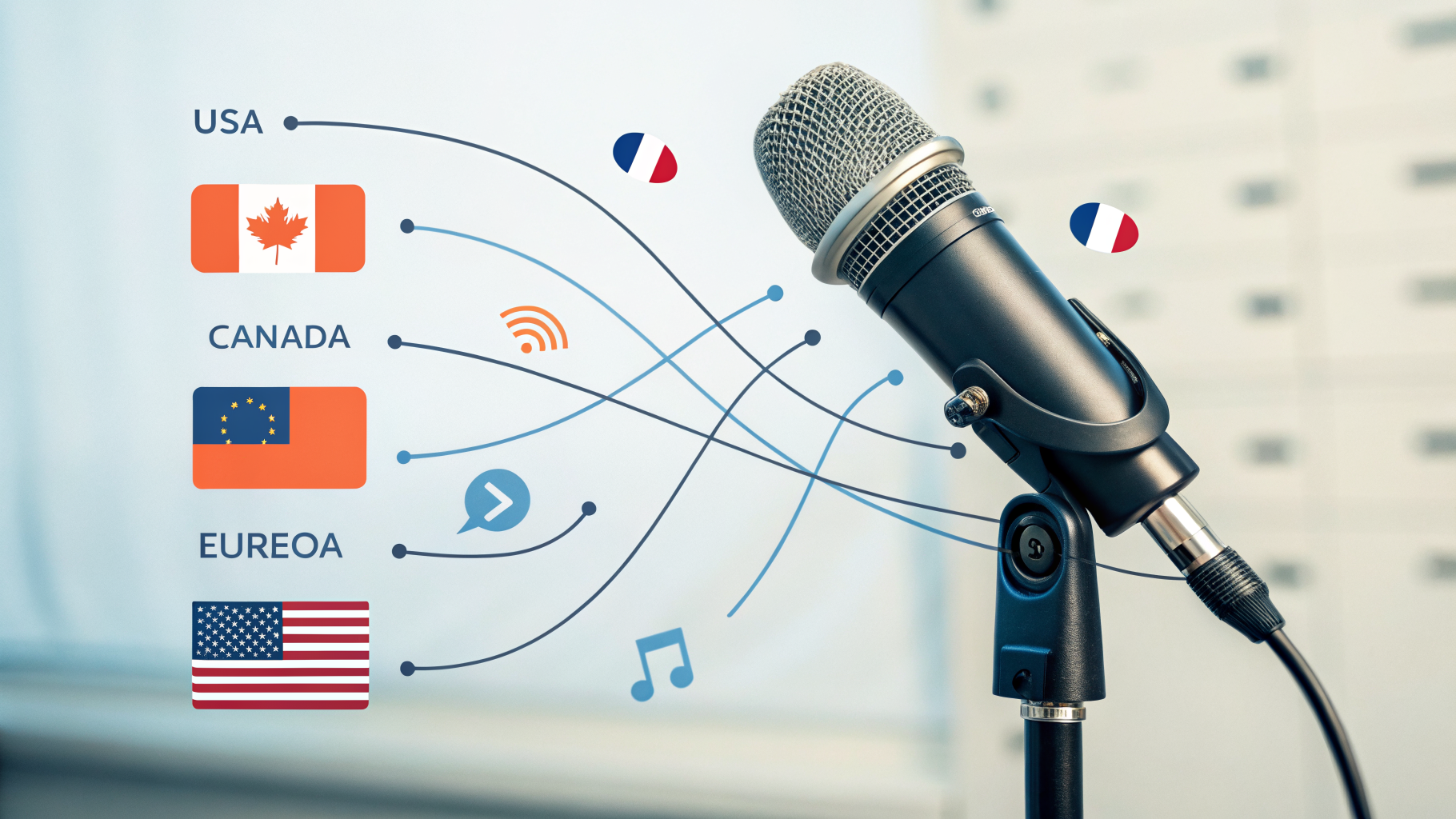 Schéma illustrant le trajet des données vocales entre juridictions