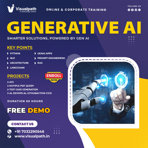 Visualpath presents an industry-aligned GenAI Training through our live virtual platform. We feature expert trainers who guide a global audience through the latest intelligent models. Every module of the Generative AI Training is designed for technical mastery. You can also explore advanced concepts with our Generative AI Training in India module. Build the future of technology with us. Call +91-7032290546.
Visit: https://www.visualpath.in/generative-ai-course-online-training.html
Visit our Blog: https://visualpathblogs.com/category/generative-ai-genai/