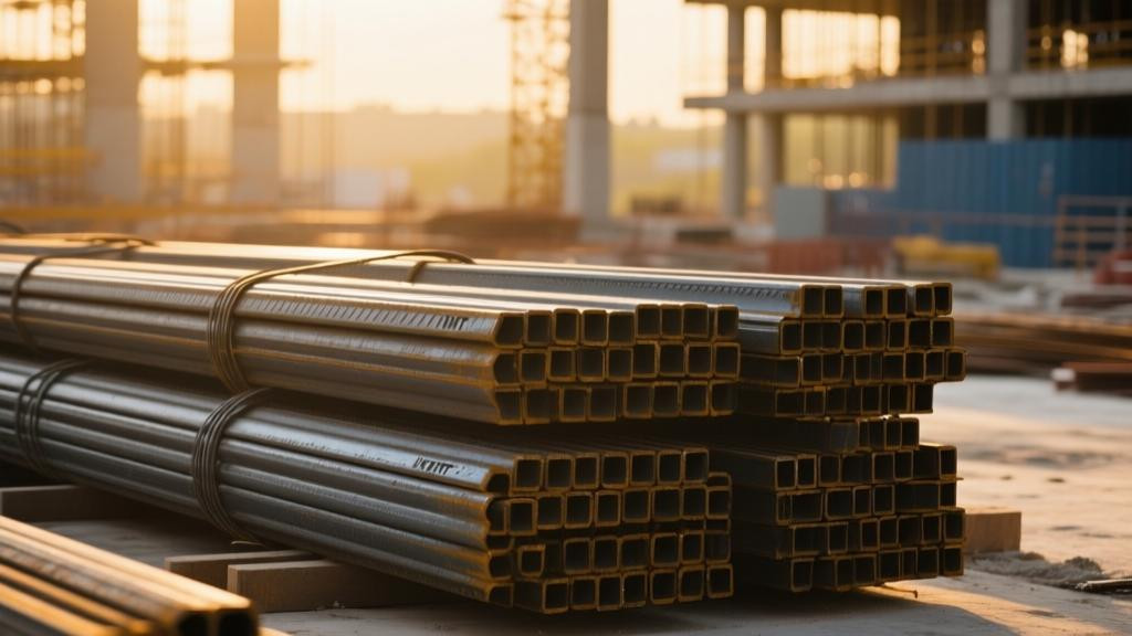 TMT Bar Kaise Choose Karein - Steel bars at construction site