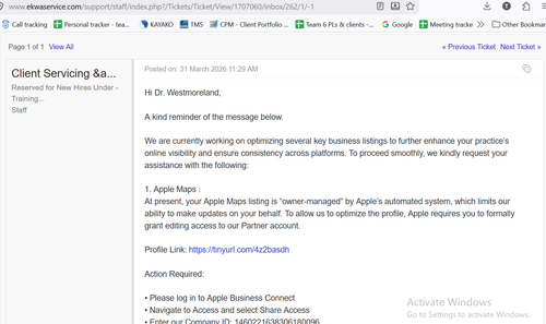 2026 04 08 21 21 45 [#1707060] Reminder Action Required Finalizing Business Listings for Westmor.png