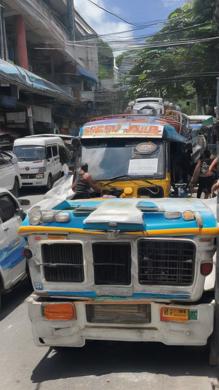 Jeepney driver braves midday heat to fetch diesel after vehicle stalls