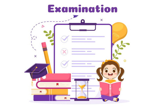 examination paper illustration with kids online exam form papers answers survey or internet quiz in .jpg