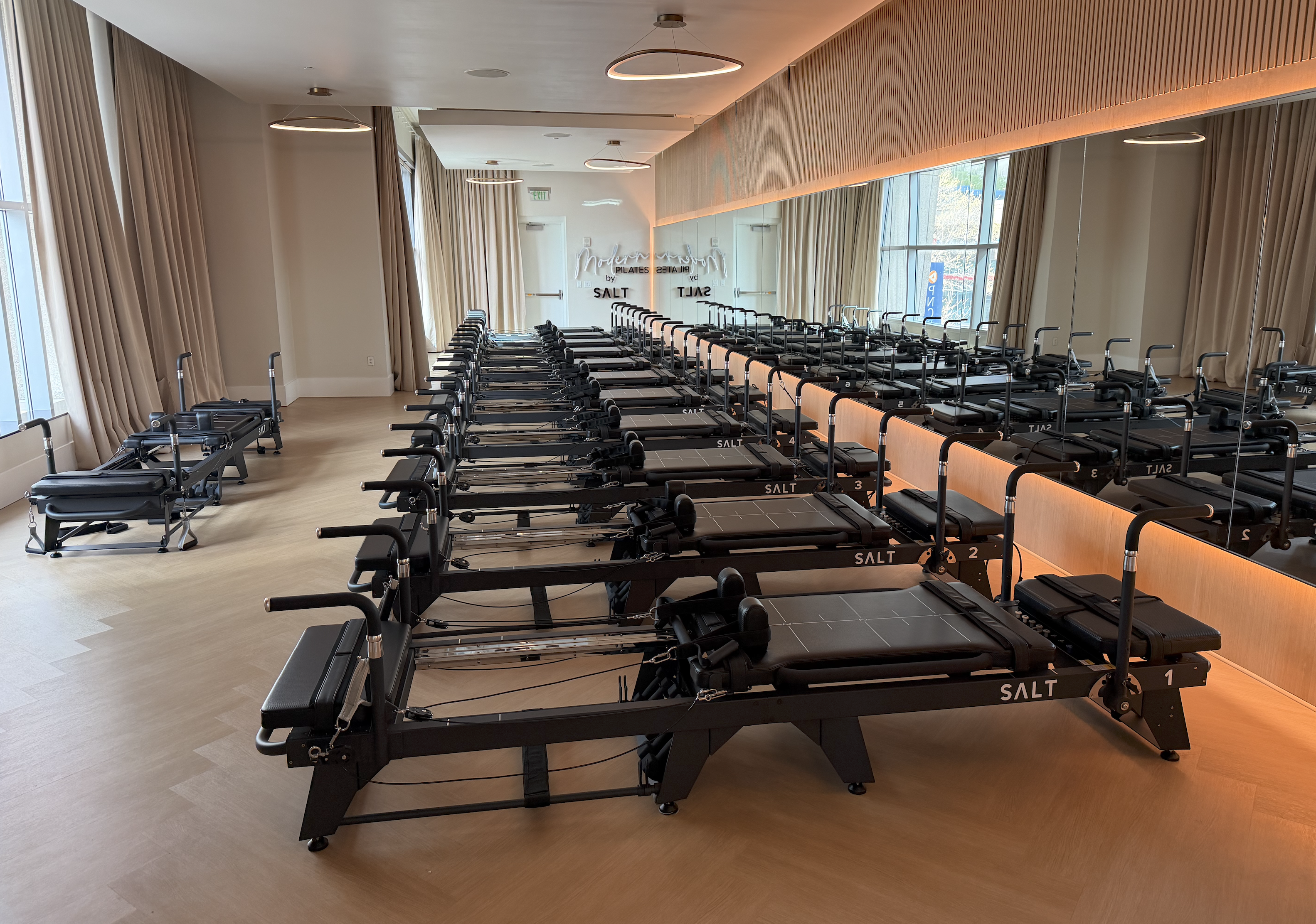 Interior Pilates reformer studio at FitLife Health Clubs