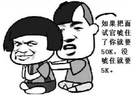程序员系列表情：如果把面试官唬住了就要50k，没唬住就要5k