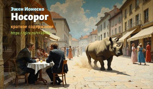 Читать краткий пересказ книги Эжена Ионеско «Носорог». Носорог, Ионеско, краткое содержание Эжен Ион.jpg