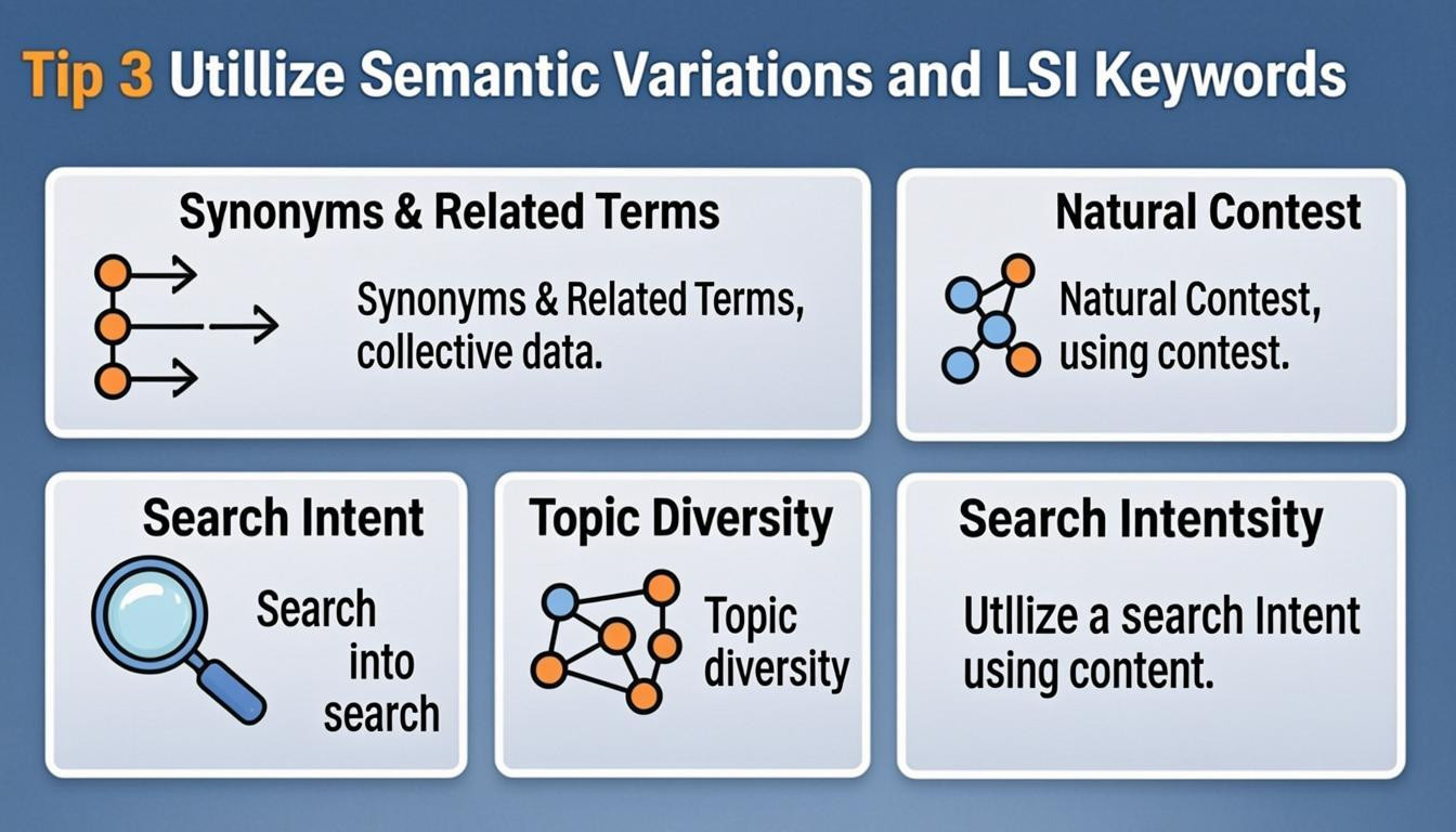 list visual: Tip 3: Utilize Semantic Variations and LSI Keywords