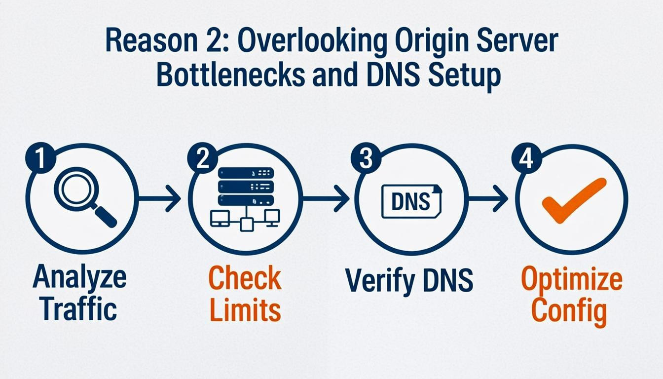 tutorial visual: Reason 2: Overlooking Origin Server Bottlenecks and DNS Setup