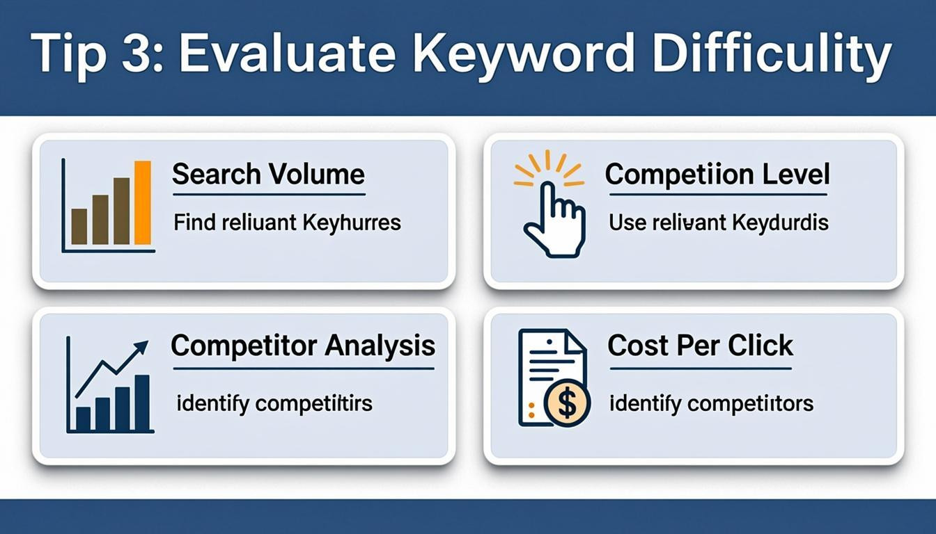 list visual: Tip 3: Evaluate Keyword Difficulty