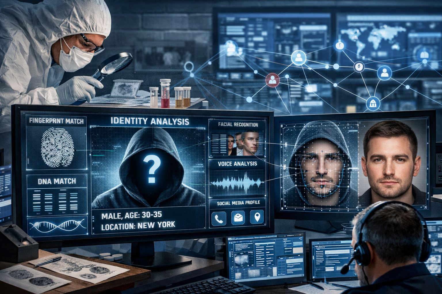 Digital surveillance concept with data analysis