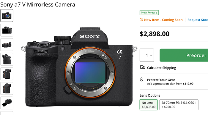 Sony A7V still among hotseller at BHphoto