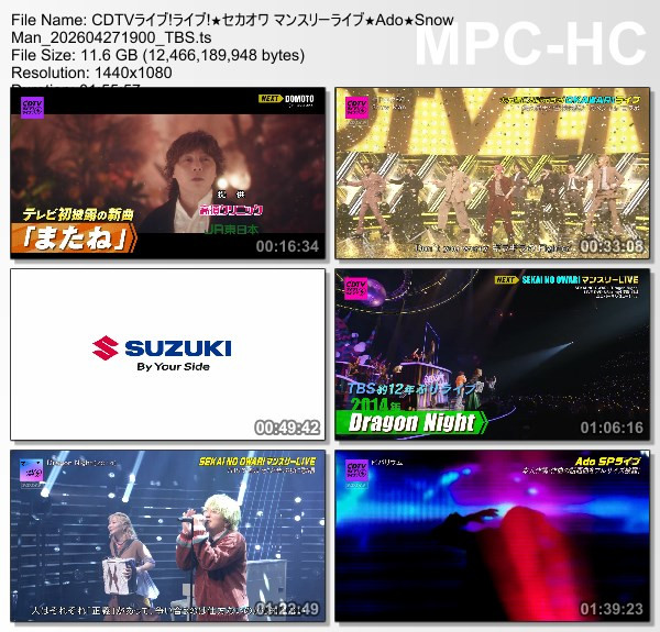 [TV-Variety] CDTVライブ! ライブ! – 2026.04.27