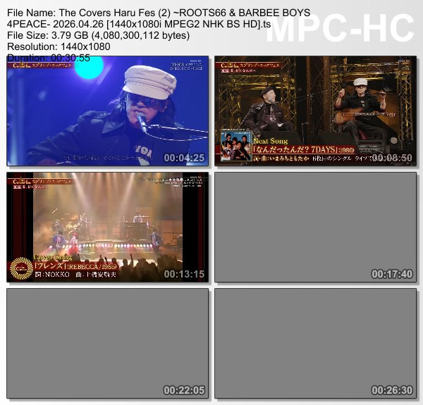 [TV-Variety] The Covers Haru Fes (2) ~ROOTS66 & BARBEE BOYS 4PEACE (NHK BS 2026.04.26)