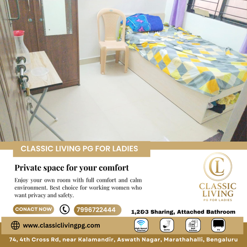 Experience a secure and comfortable stay designed for modern working women.