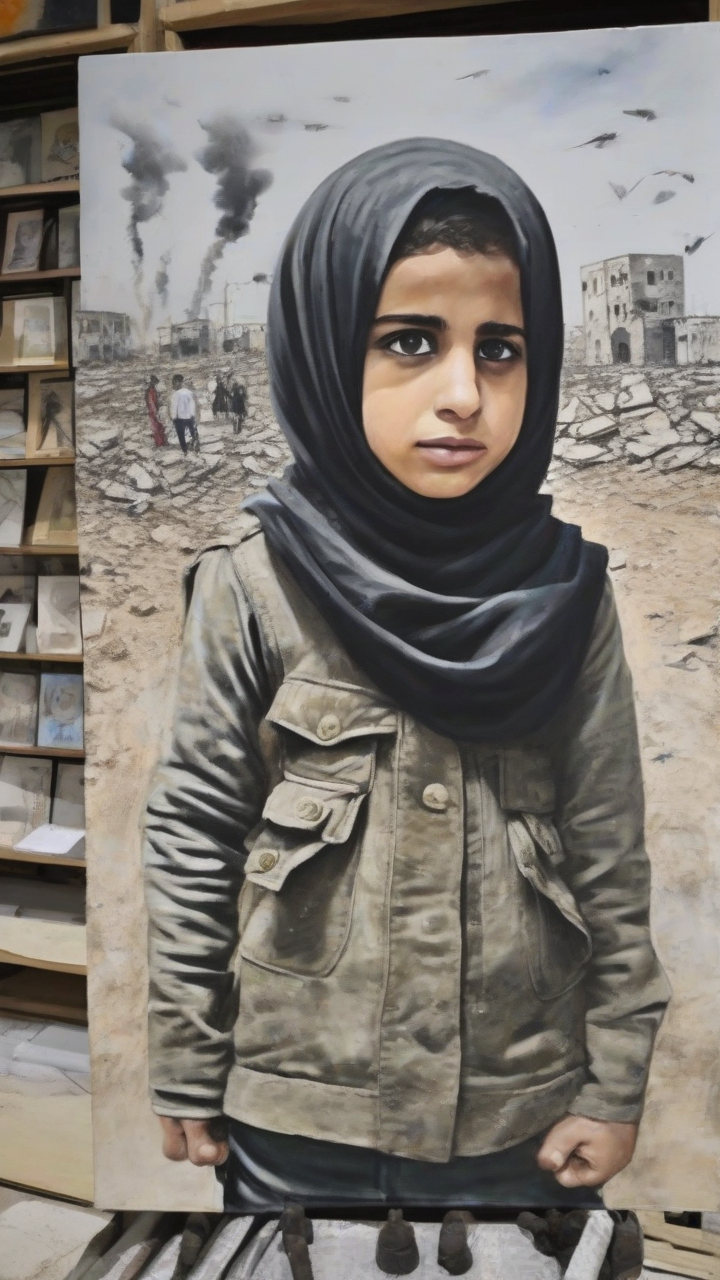 Young Palestinian artists in Gaza exhibit their impressions of war as a fragile ceasefire holds