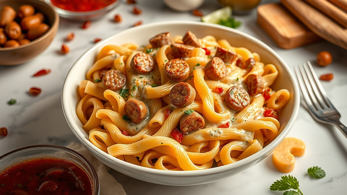 Creamy Spicy Cajun Sausage Pasta (One Pot!)