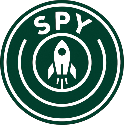 Generate Circular badge logo design with SPY text and rocket icon in the center, Starbucks style cir.png