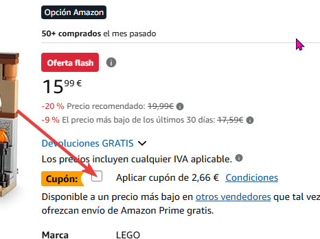 captura de pantalla de ayuda para conseguir la oferta temporal