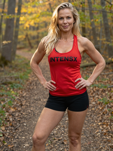 reife blondine wandern im herbst wald.png