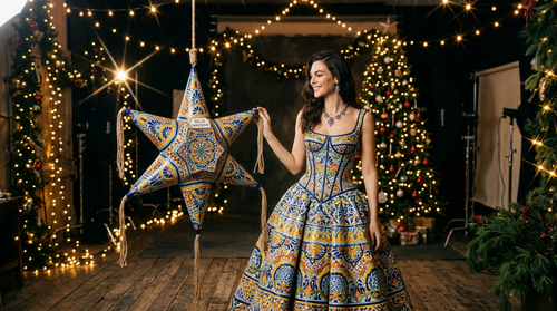 medium shot of beautiful confident top model Vittoria Ceretti, she is wearing a unique couture talav.png