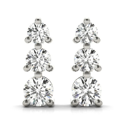 White gold Three Stone Round Diamond Prong Set-Drop Earrings.jpg