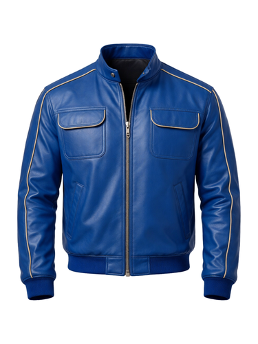 Men's Blue Leather Bomber Jacket 3.png