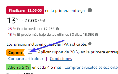 captura de pantalla de ayuda para conseguir la oferta temporal