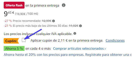captura de pantalla de ayuda para conseguir la oferta temporal