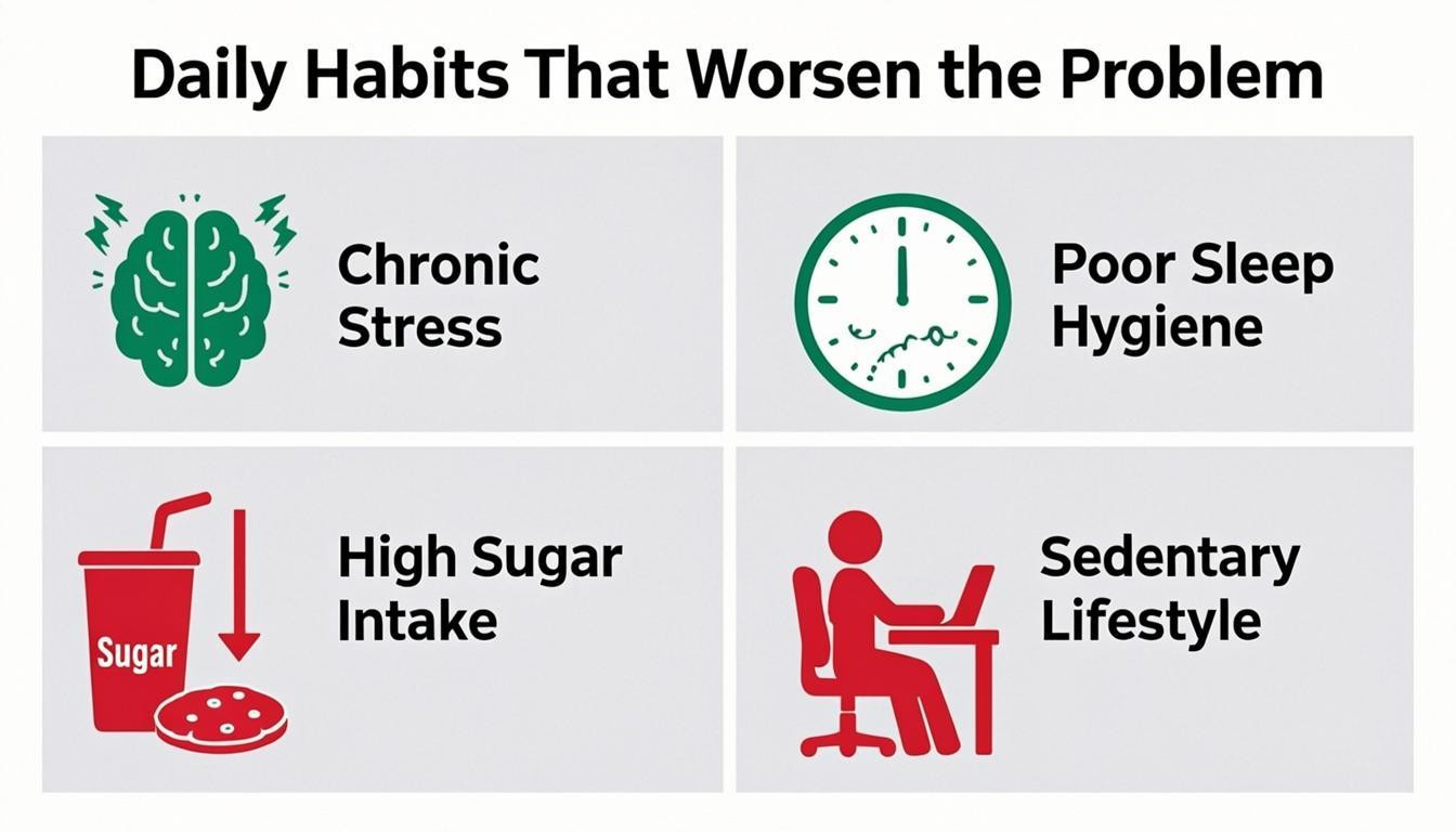 list visual: Daily Habits That Worsen the Problem