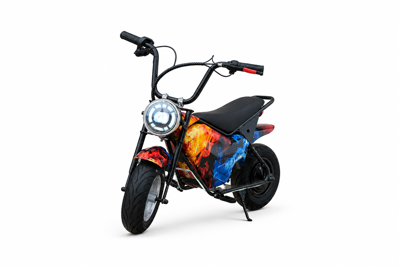Side view of the V-Raptor model, an aggressive-looking electric sports bike.
