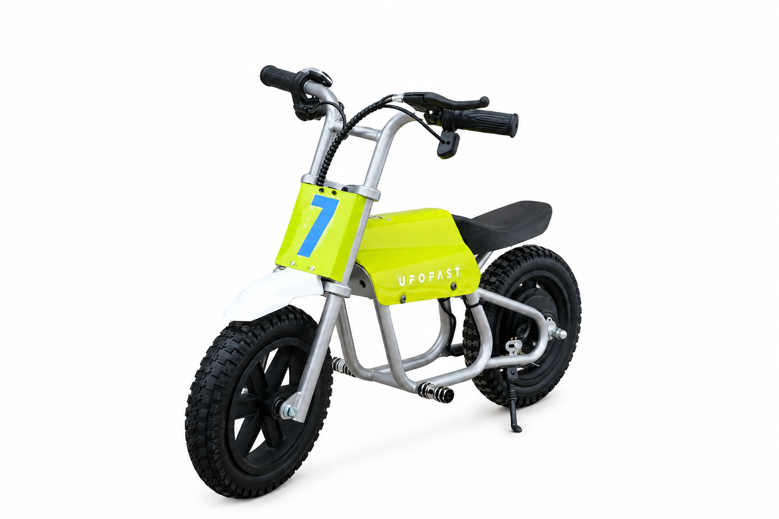 Side view of the V-Raptor model, an aggressive-looking electric sports bike.