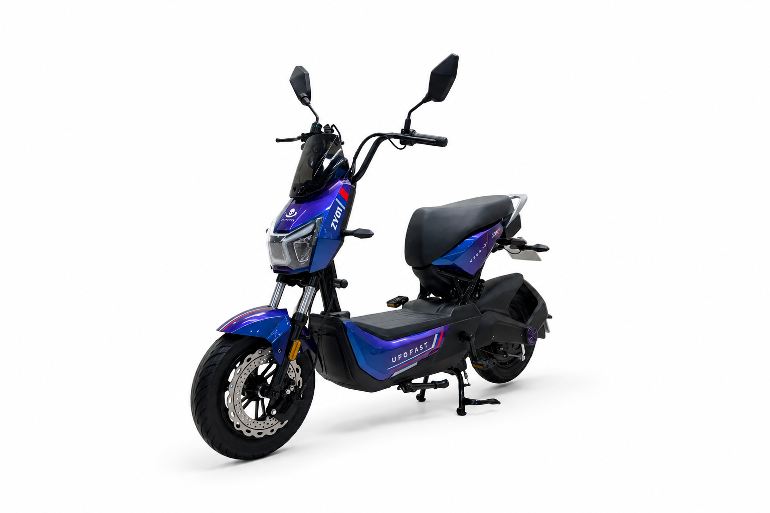 Side view of the V-Raptor model, an aggressive-looking electric sports bike.