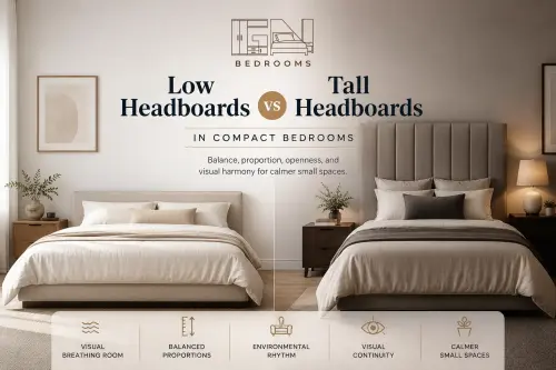 low vs tall headboards compact bedrooms