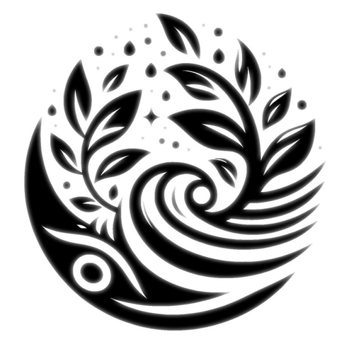 a symmetrical circular with leaves water motifs and abstract eye free vector.png