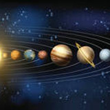 Solar system illustration of the planets in orbit around the sun with labels
